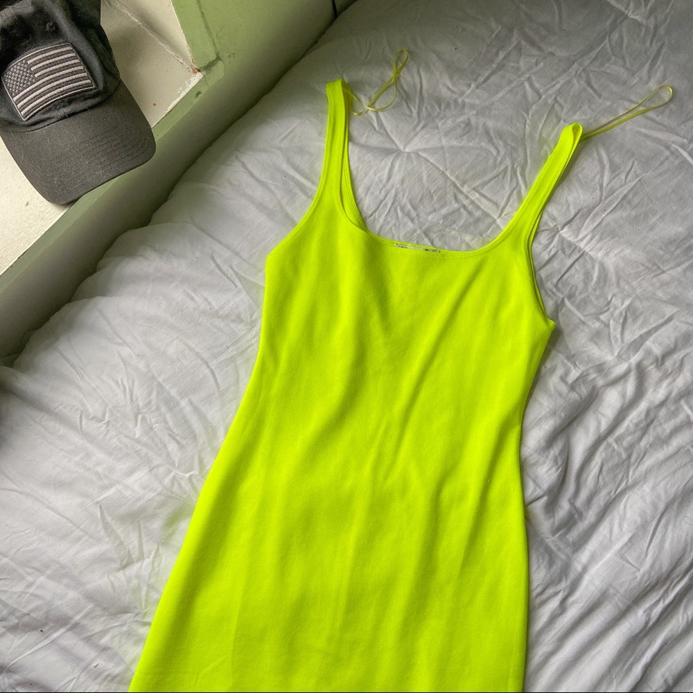 Neon Green Zara Midi Dress
